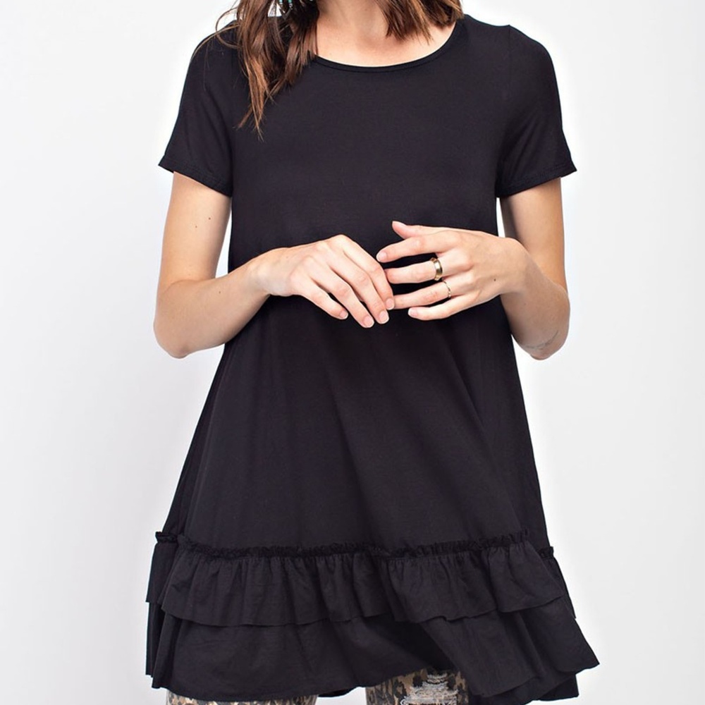 Lacy Black Ruffle Tunic